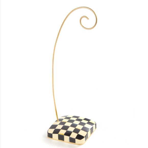 MACKENZIE CHILDS COURTLY CHECK ORNAMENT STAND CHECKERED BLACK WHITE HOLIDAY - Picture 1 of 8